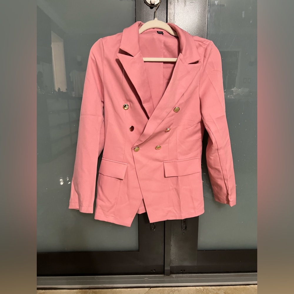 Pink Blazer w Gold buttons